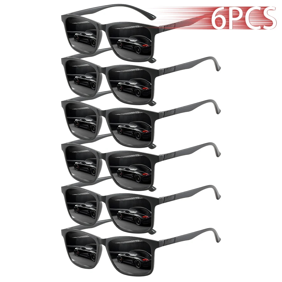 

6 PCS Fashion Vintage Square Sunglasses Driving Mountaineering Running Colorful Trendy Eye Protection Sunglasses