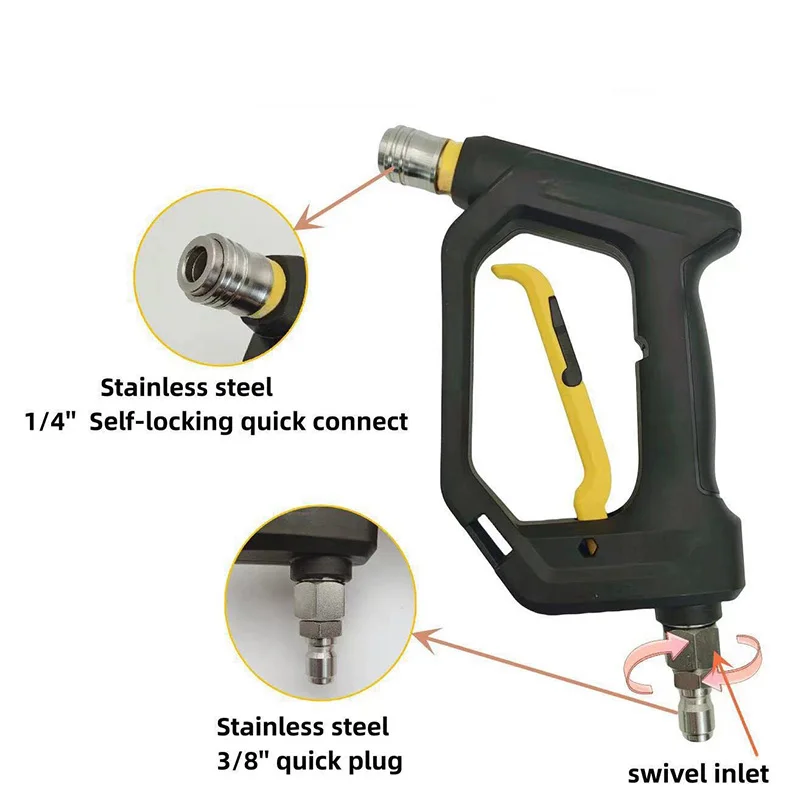 

4000psi High-Pressure Car Washing Water Gun Anti Winding Joint 3/8 Internal Thread Quick Plug Rotating Inlet Five Color Nozzles