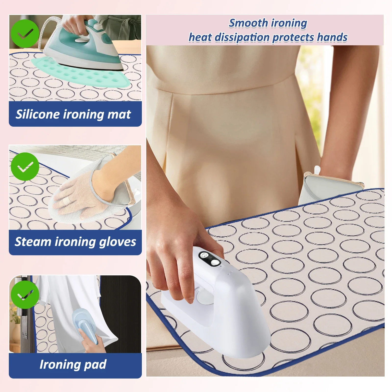 حصيرة الكي المحمولة للطي الكي بطانية سميكة مقاومة للحرارة ملابس السفر حامي مجلس الغسيل سيليكون الحديد وسادة الراحة