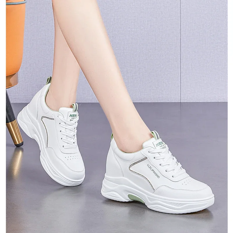 Fujin 8cm 2024 New Chunky Sneakers Shoes Autumn Breathable Summer Genuine Leather Platform Wedge Fashion Women Spring Vulcanize