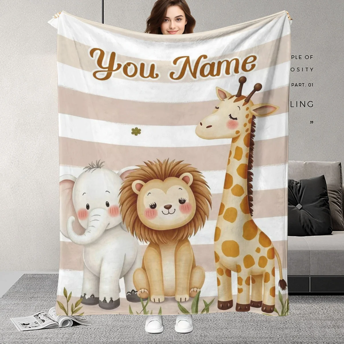 Mantas personalizadas con nombre, zoológico, Halloween, vacaciones, cumpleaños, fiestas, regalos para hijos y amigos masculinos, suaves,