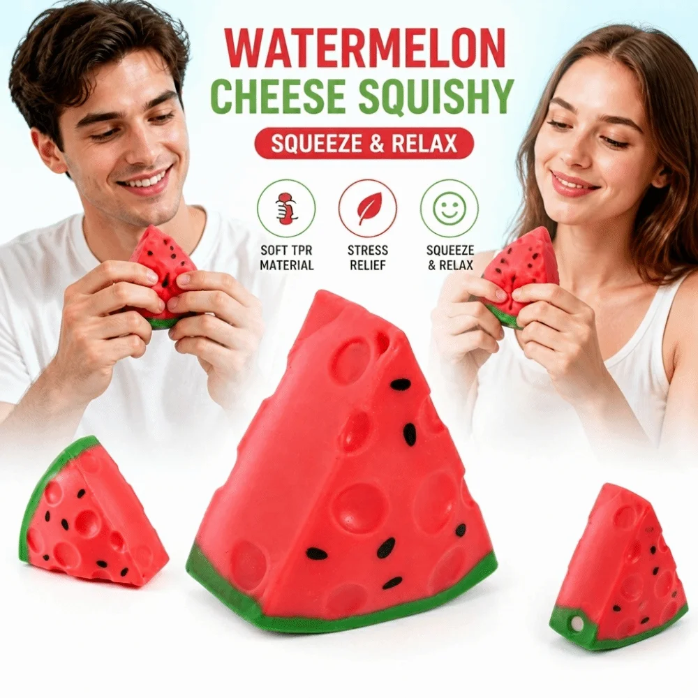 New TPR Watermelon Squishy Watermelon Pattern Triangle Shape Triangle Cheese Squishy Red Soft Squeeze Squeeze Fidgeting