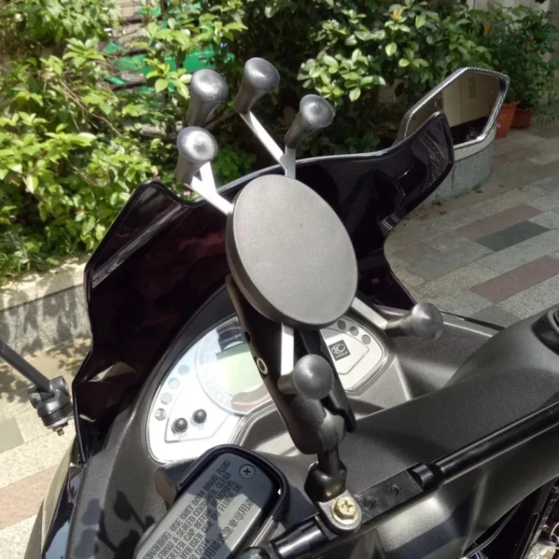 With 1inch Ball Phone Mount for Motorcycle&Bike X-Clip Stand GPS Mount Bracket, Adjustable, Fits For iPhone 11/11 Pro