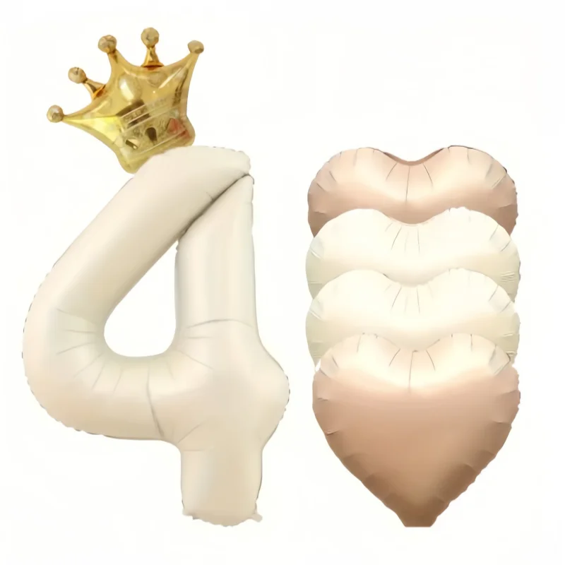 ﻿   6 قطعة/المجموعة 40 بوصة الذهب كريم الأبيض عدد احباط بالون تاج على شكل قلب بالون 1-9 سنة طفل صبي فتاة حفلة عيد ميلاد الديكور