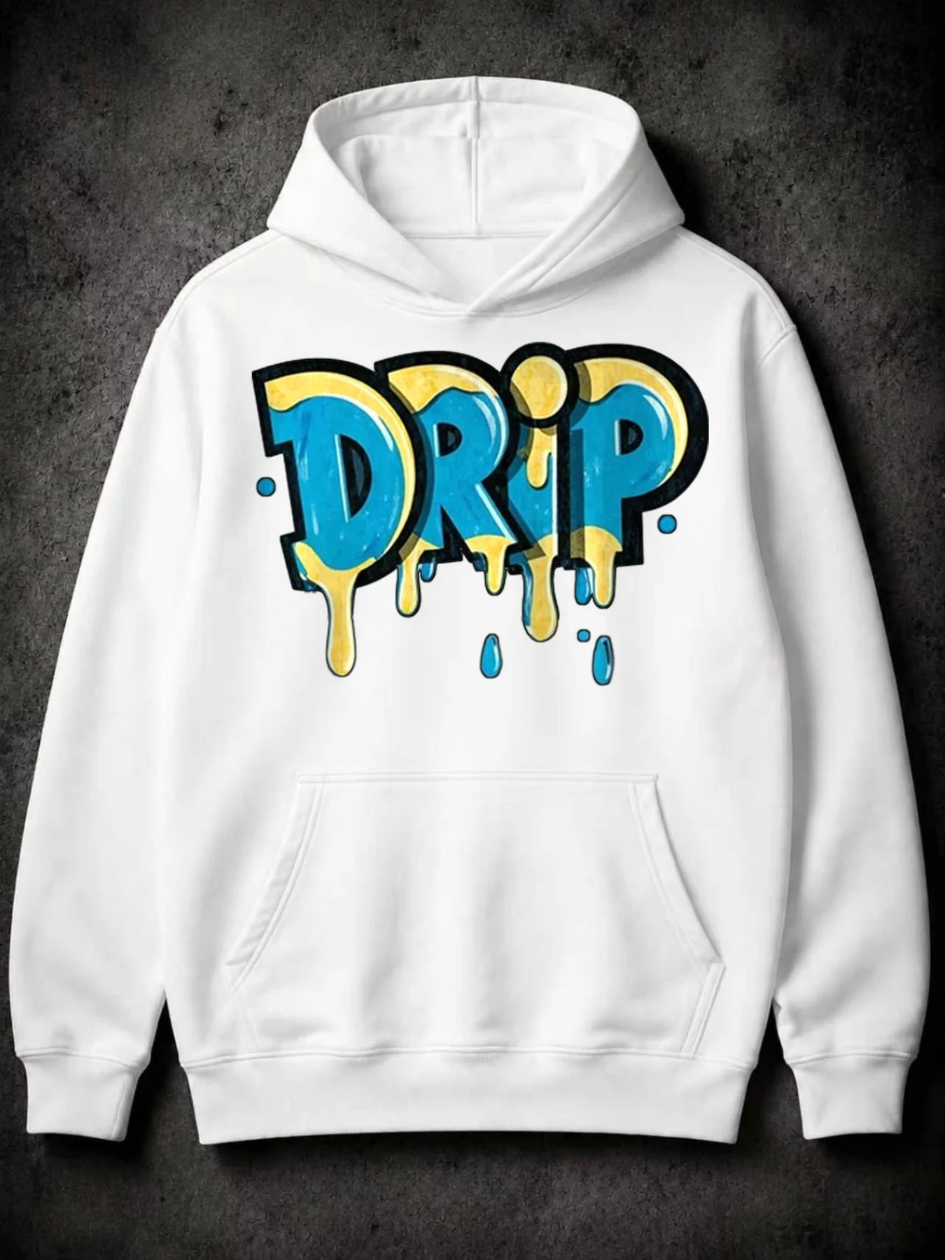 Streetwear Style, Men'S Hoodie, Drip Graffiti Text Design, Casual Winter Wear, Gift for Teen Boys And Young Men