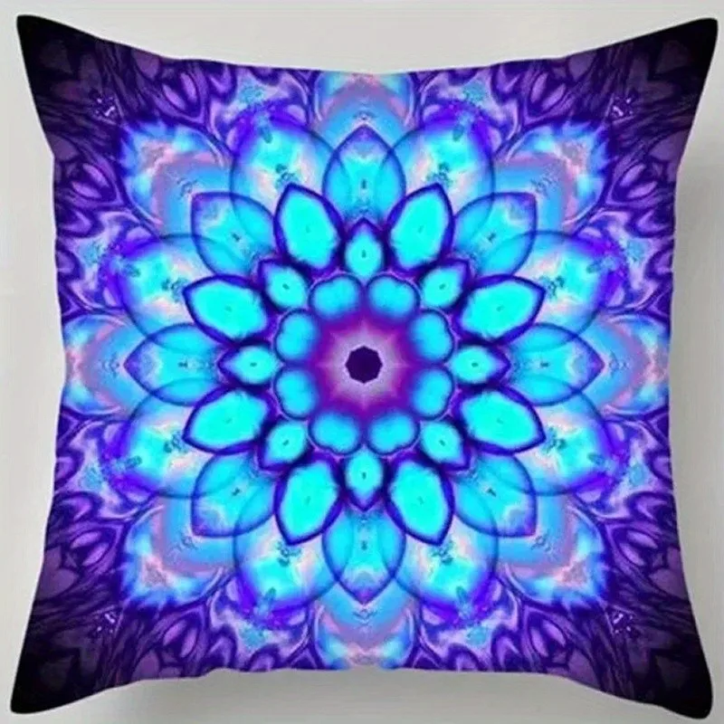 Futuristic Mandala Pattern Decorative Pillow Covers Pattern Cushion Cover Suitable For Sofa Bedroom Car Pillow Cover