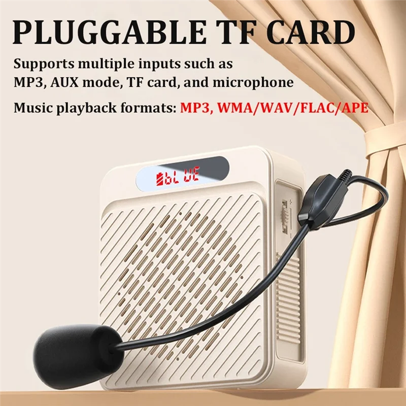 

Ingenious-18W 2200Mah Bluetooth Voice Amplifier Multifunctional Personal Voice Speaker With Microphone Display For Teacher Speec