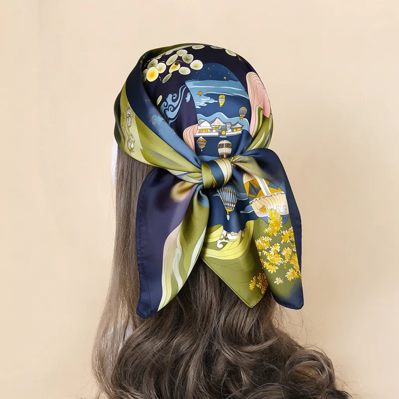 Print Scarf Turban Hijab Luxury Female Wraps Headscarf Handkerchief Bandana Fashion Neckerchief Headband Shawl Windproof Square