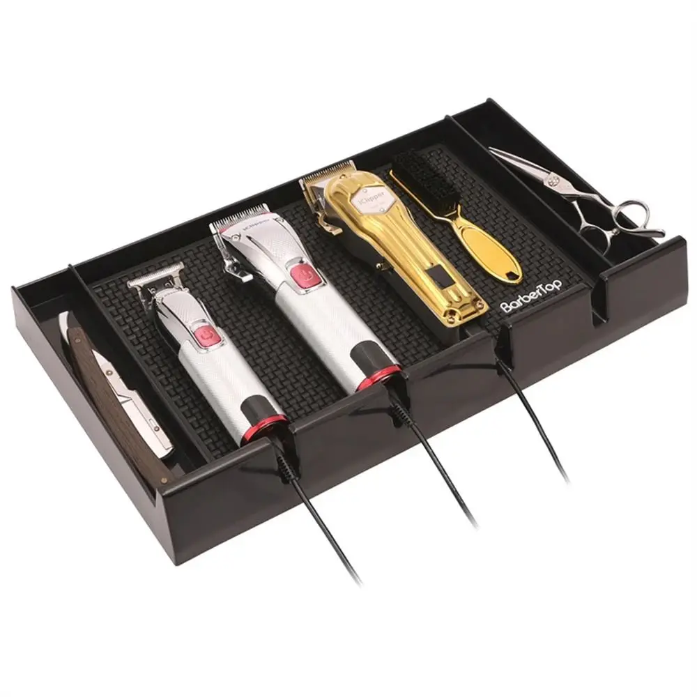 Durable Black Anti Slip Barber Station Pad Haircut Tools Storage Heat Resistant Hairdressing Tools Pad Rubber Storage Mat