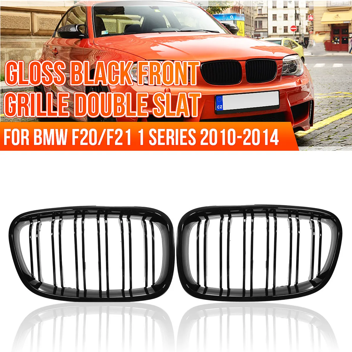 Car Front Bumper Kidney Grille Double Slat Racing Grills For BMW 1 Series F20 F21 2011 2012 2013 2014 Replacement Front Grilles