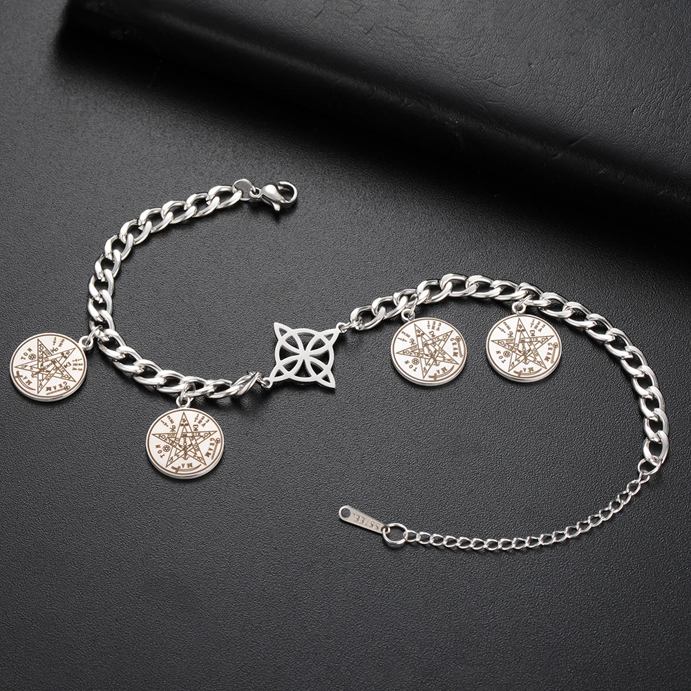 Dawapara Hexenknoten Tetragrammaton Armband Celtics Schutz Hexerei Knoten Figaro Kettenarmbänder Edelstahl Schmuck – Detail 9
