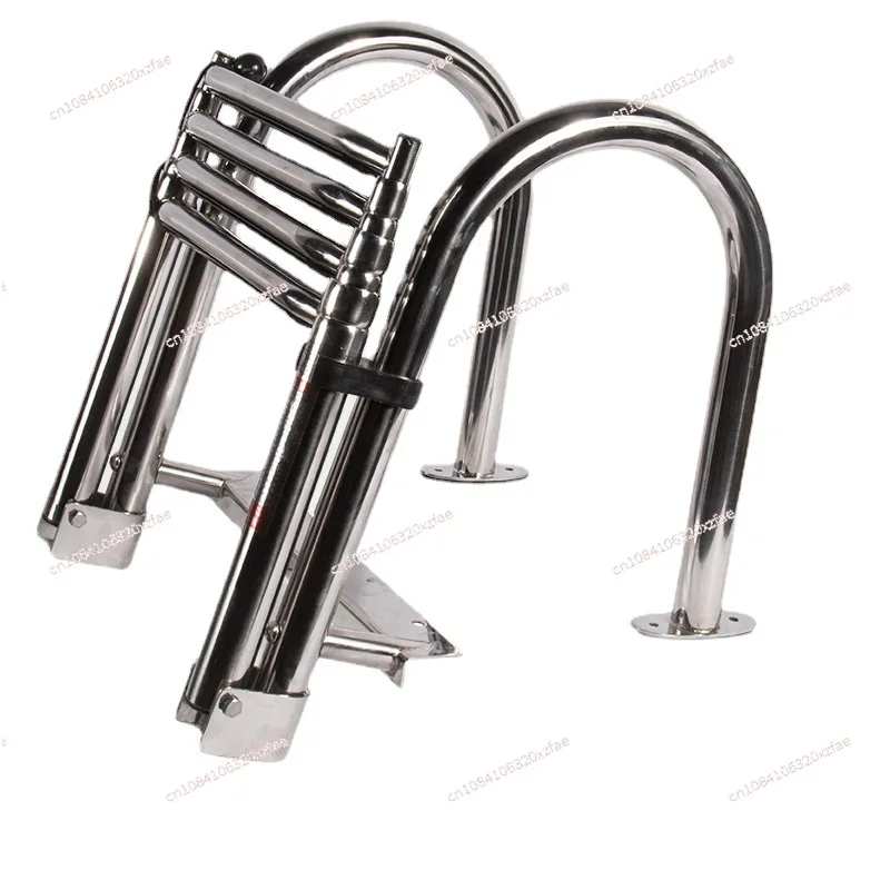 316 Stainless Steel Telescoping Ladder Swim Platform Boat Accessories Yacht Ladder 4 Step Marine Boat Folding Ladder