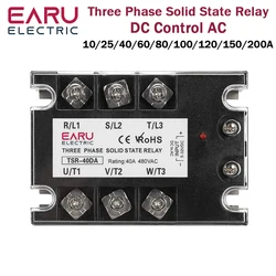 Three Phase DC Control AC Solid State Relay Module SSR 10A 25A 40A 60A 80A 100A 120A 150/200A SSR 5-32VDC to 24-480VAC Heat Sink
