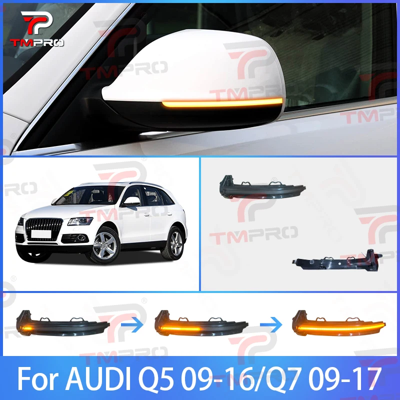 

Для Audi Q5 09-16 Q7 09-17 светодиодный динамический указатель поворота, мигающий водный индикатор бокового зеркала, мигалка, синий свет
