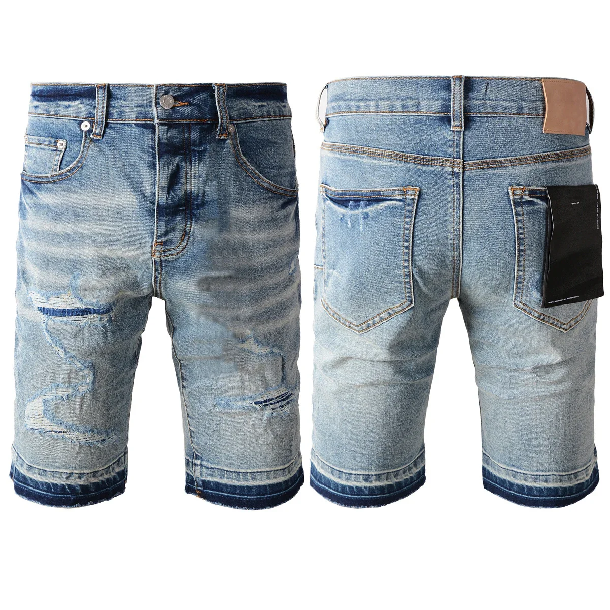 

New Denim Shorts High Street Casual Black White Plaid Patchwork Jeans Summer Slim-fit Brands Pants Men Women