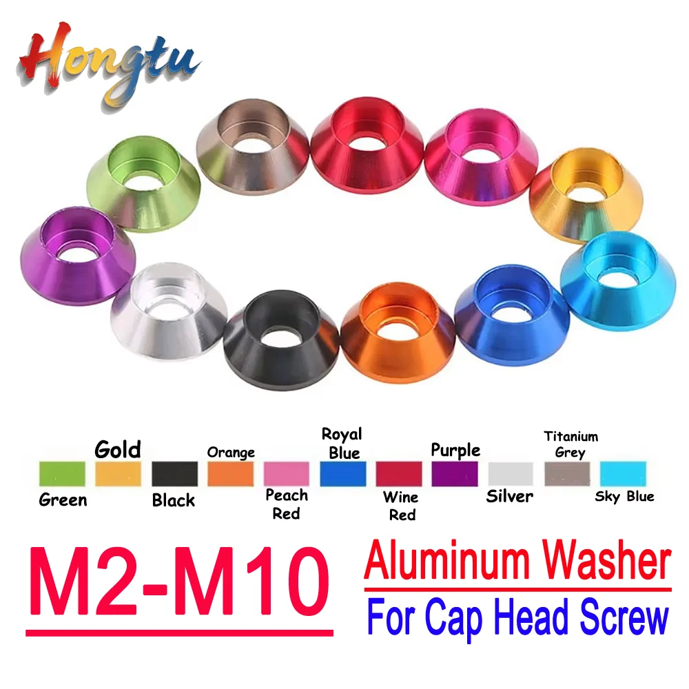 

Hongtu Multicolor Gasket Washers for Cap Head Screws - Aluminum Alloy, M2/M2.5/M3/M4/M5/M6/M8/M10 Sizes, RC Car Parts