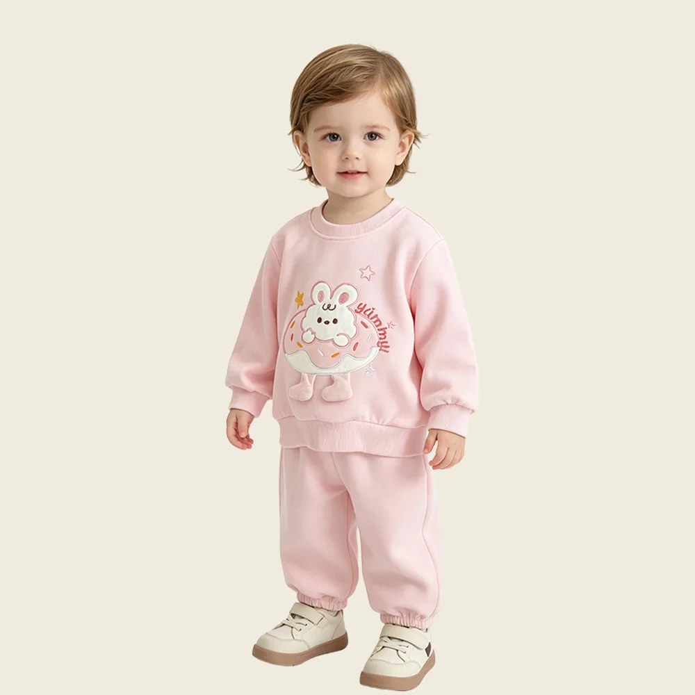 2026 Neue Herbst-Babykleidung für Jungen und Mädchen, Kleinkind-Patchwork-Set mit Hasen-Stickerei, Sweatshirt+Hose, 2-teiliger lässiger Trainingsanzug für Kinder – Detail 2