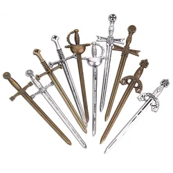 6/4Pcs Antique Swords Knife Bookmark Charms Silver Swords Knife Bookmark Pendants Creative Craft Supplies DIY Jewelry Making