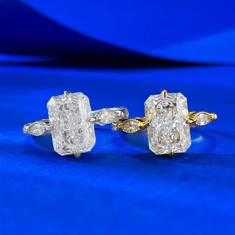 

Luxury 7x10mm High Carbon Diamond Rings for Women - 925 Sterling Silver Engagement Ring & Female Wedding Party Jewelry Gift