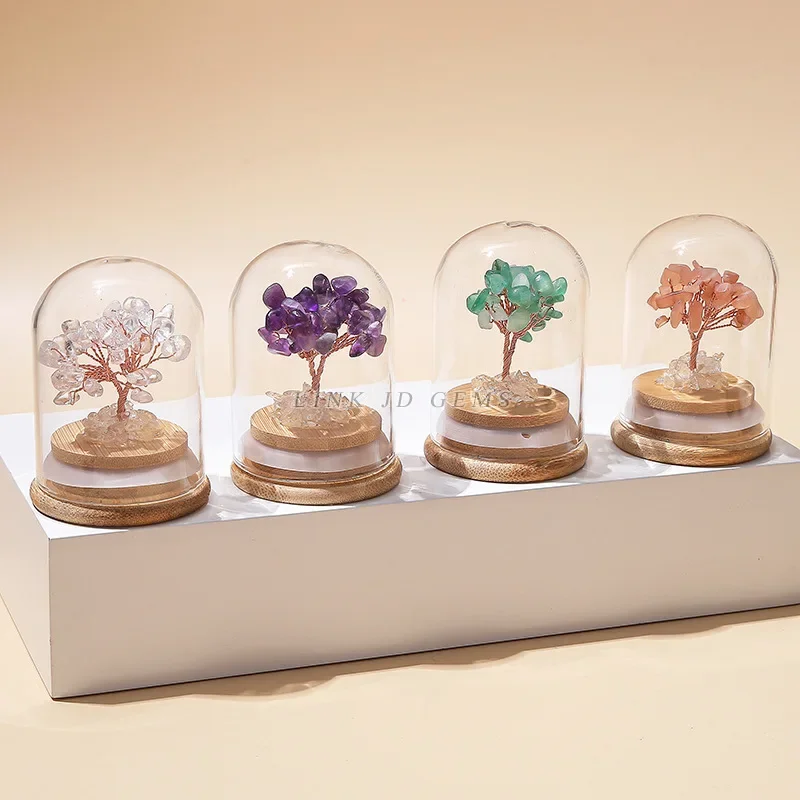 

Sunligoo-Супер Мини-кристаллическое денежное дерево, медная проволока, обернутая основами из агата, целебный драгоценный камень, деревья фэн-шуй для йоги