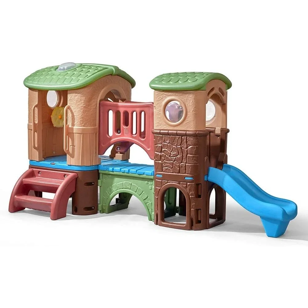 

Clubhouse Climber Playset for Kids, Ages 2 –6 Years Old, Two Toddler Slides and Climbing Wall, Play Gym with Elevated Playhouse