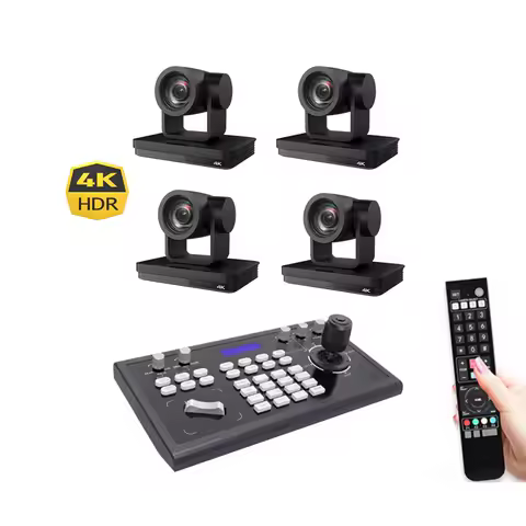 1-4PCS 12X 4K 30FPS Live Streaming PTZ Camera For Broadcast AI Tracking LAN POE + 1PCS PTZ Remote Controller for Church