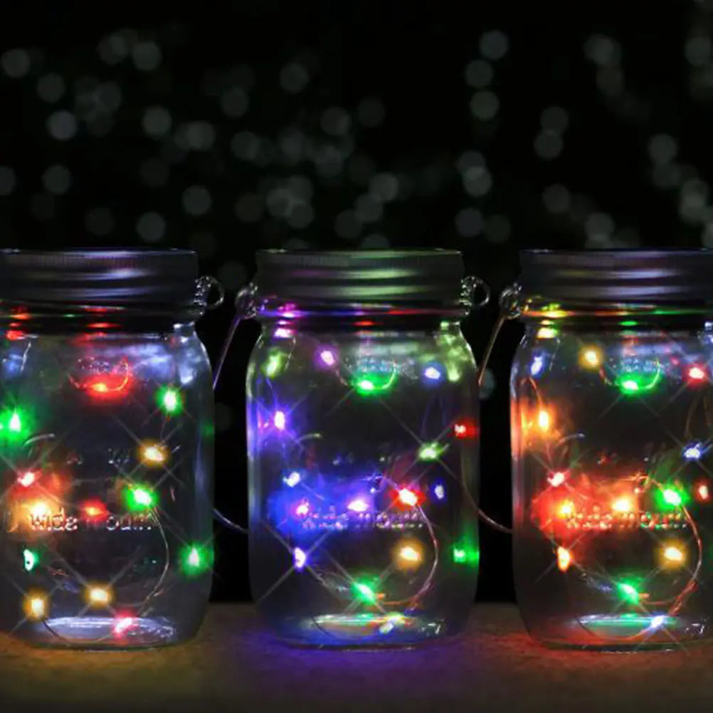 

3 Pcs Bottle Cap String Lights Jars Garden Solar Outdoor Glass Lanterns Powered Copper Wire Lamp Kit