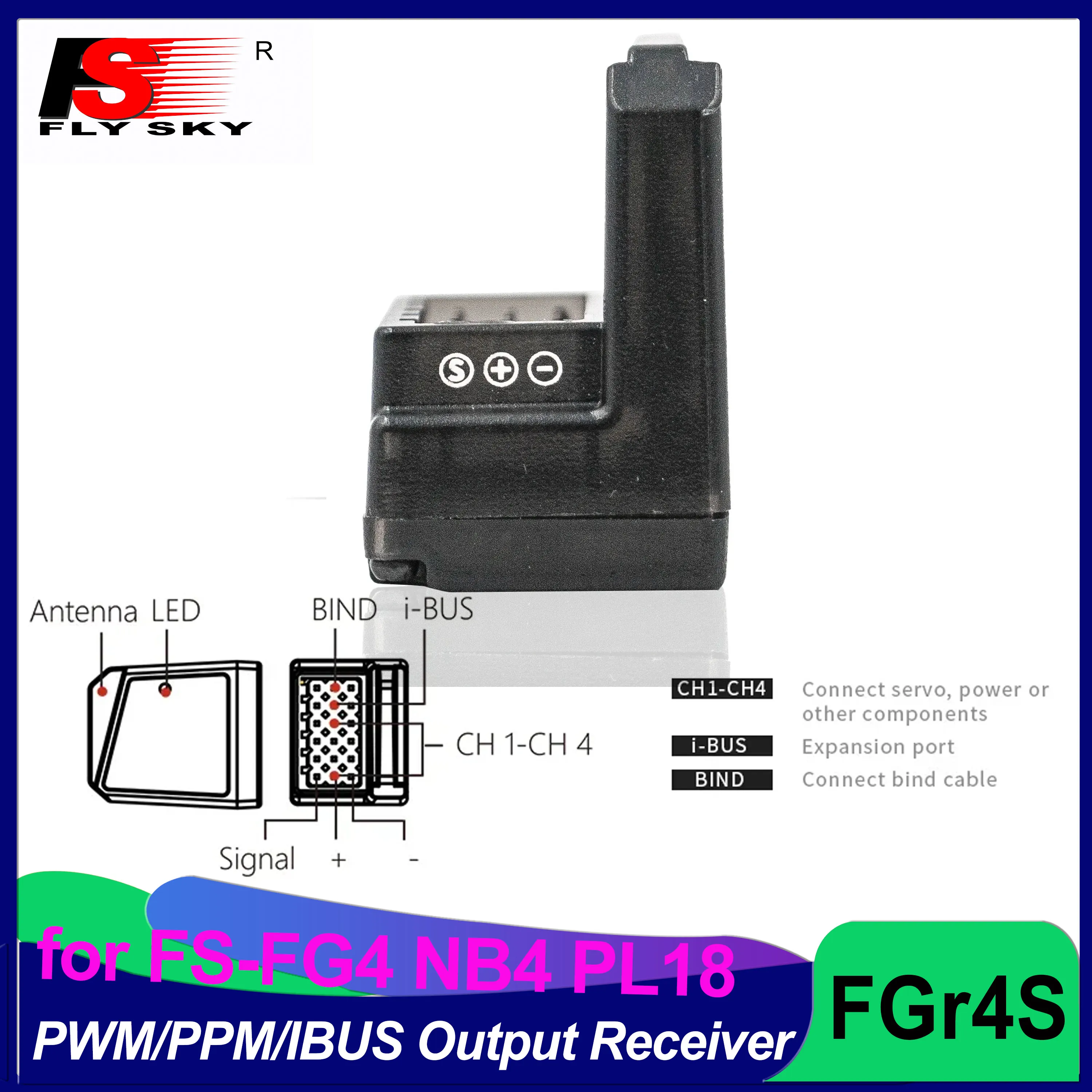 

Flysky FGr4S 4-канальный AFHDS встроенная одинарная антенна двунаправленный выходной приемник ШИМ/PPM/IBUS для FS-FG4 NB4 PL18 RC передатчик