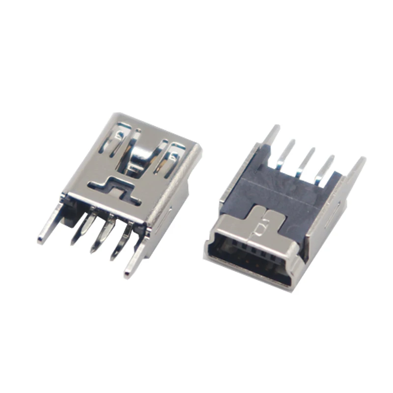 【50-10PCS】mini usb connector 5 pin Type B female DIP 2 straight-pin PCB soldering socket jack in-line connector