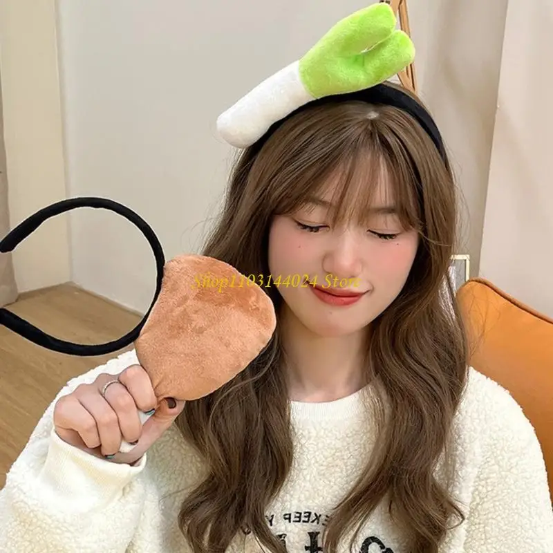 N5KE Spoof Turkey Leg Hairhoop Plush Chicken Leg Headband Cosplay Lovely Headdress Adult Kids Funny Headpieces