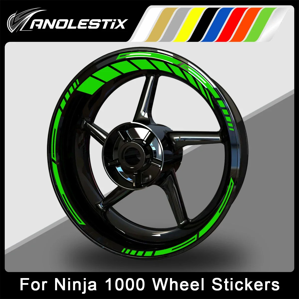 AnoleStix Reflective Motorcycle Wheel Sticker Hub Decal Rim Stripe Tape For Kawasaki Ninja 1000