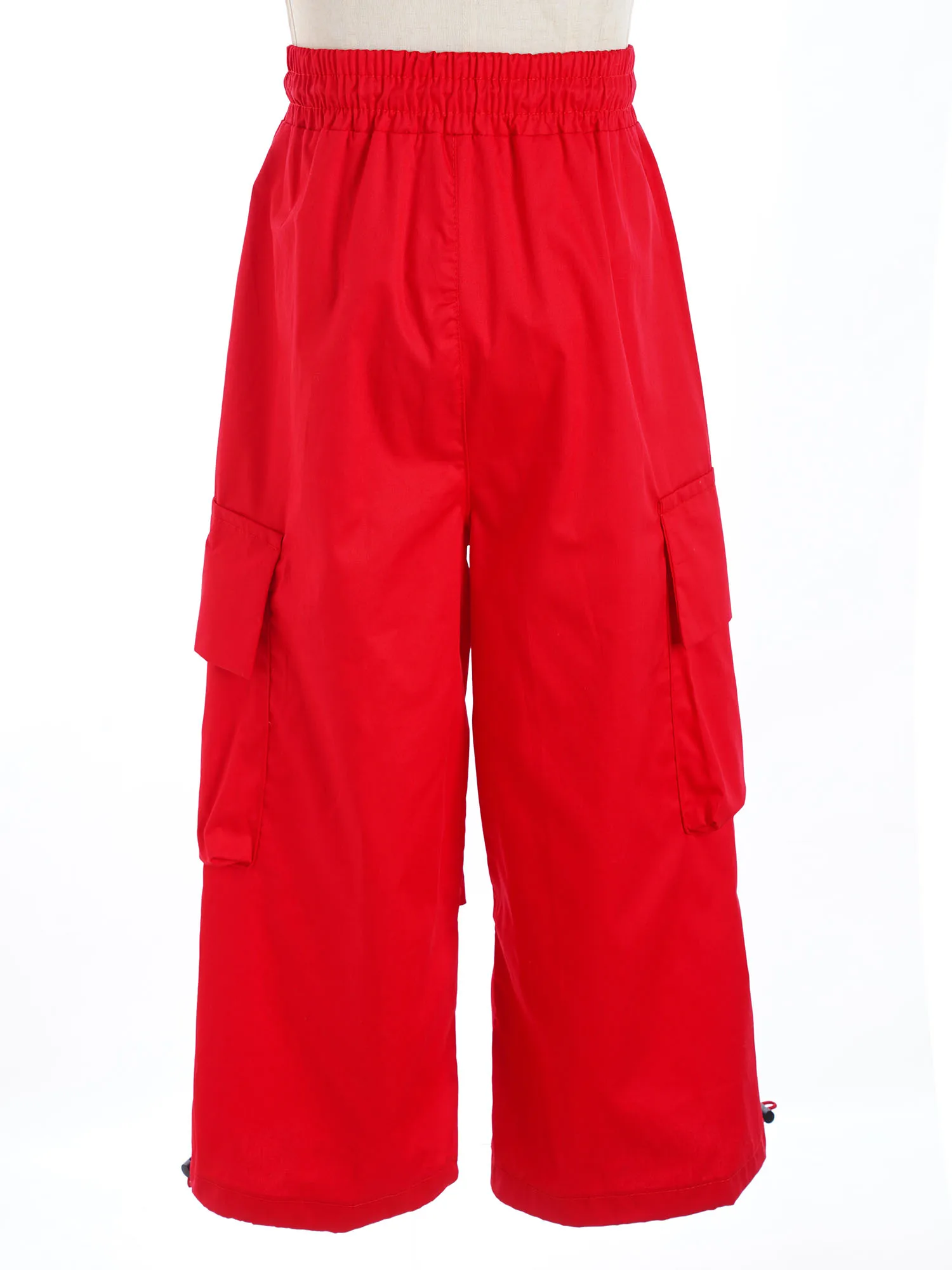 Kids Boys Girls Fashion Drawstring Cargo Pants Casual High Waist Elastic Waistband Straight-Leg Trousers with Pockets Tracksuit