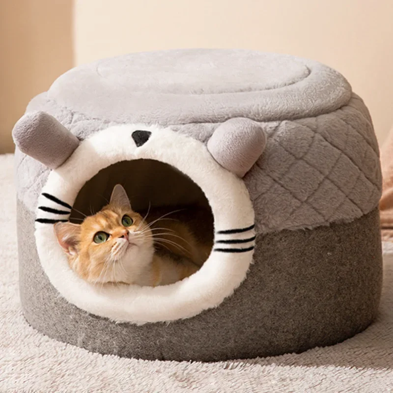 

Warm Cat House Soft Pet Tent Cave Bed Deep Sleep Cat Kennel With Removable Cushion For Kitten Comfortable Beds Pet Supplies Aseo