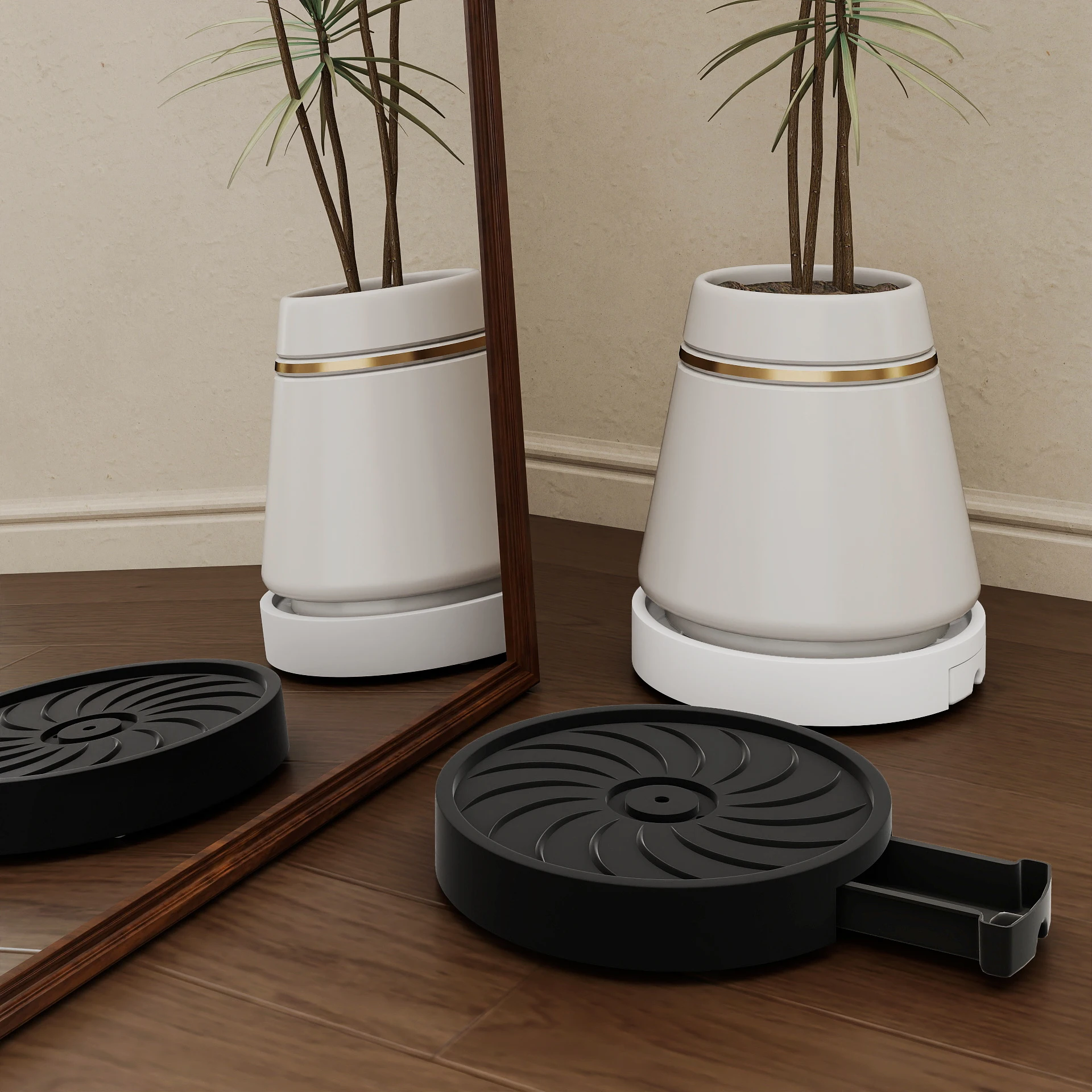 Flower Pot Base With Wheels Movable Plant Caddy With Water Storage Drawer For Plants And Household Appliances