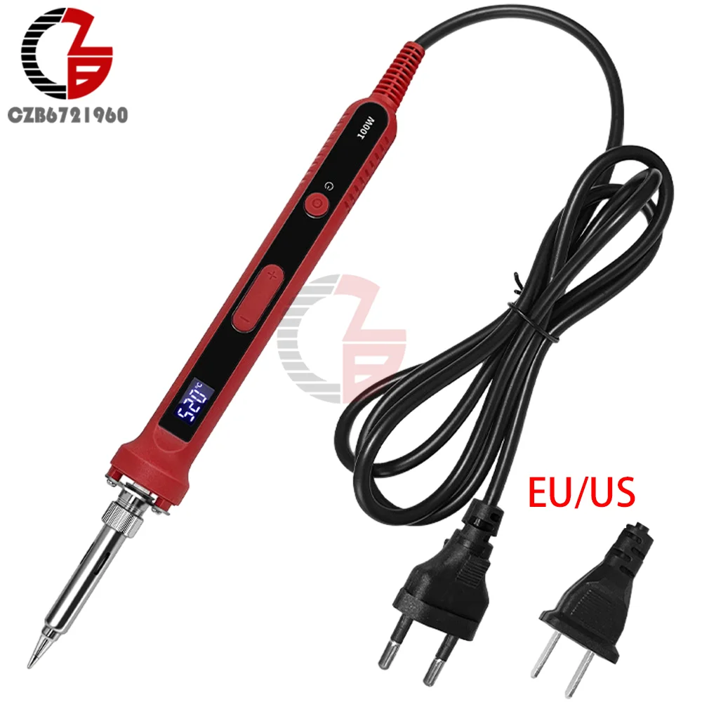 100W Electric Soldering Iron Protable Digital Temp Adjustment Automatic Sleep Internal Thermal Ceramic Heating Welding Tools