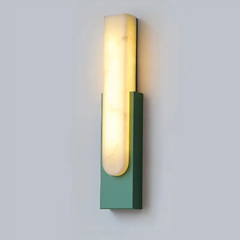 

European Luxury Marble Led Gold Wall Lamp Modern Living Room Bedroom Decoration Lamp Green Retro Hotel Corridor Sconce Lights