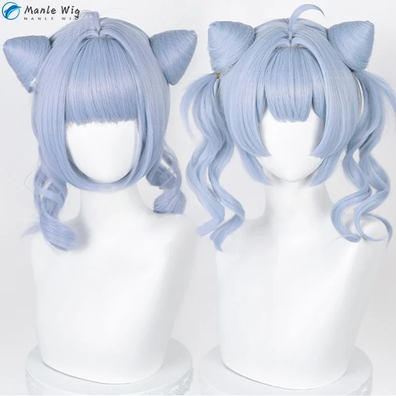 High Quality 35cm Long Zaion Lanza Cosplay Wig Vtuber Nijisanjien EN7 XSOLEIL Zaion Cute Light Blue Purple Party Wigs + Wig Cap