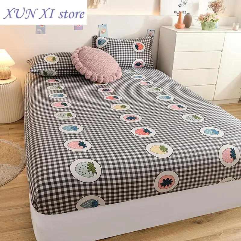 

Brushed Bed Fitted Sheet Thicken Fabric Microfiber Sheets Single Bed Linen for Double Bed Queen/King Size Mattress Cover