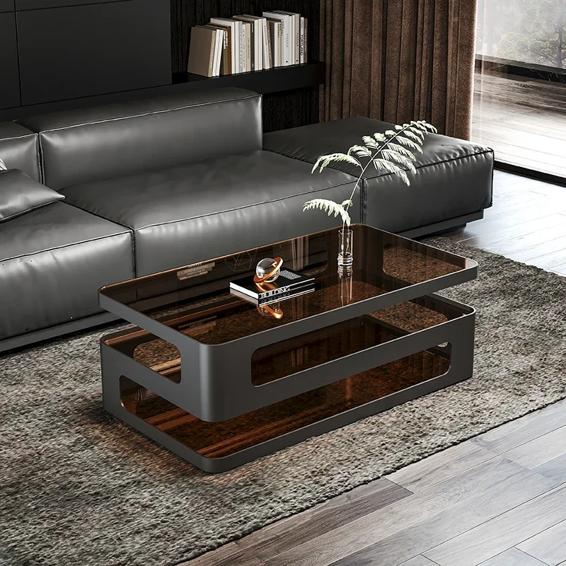 Italian rectangular coffee table tempered glass living room home simple modern coffee table light luxury minimalist 2023 new