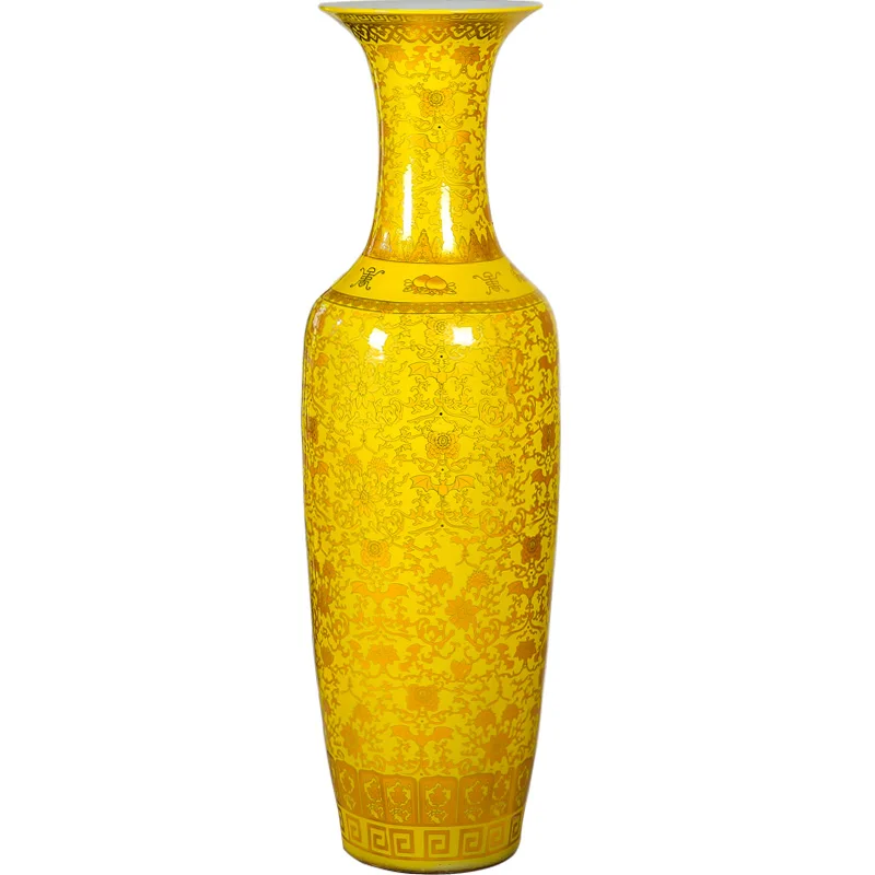 Hot Sale Tangle Branch Pattern Full Decal Ceramic Floor Large Vase Garden Pot Large Gold Vase 1
