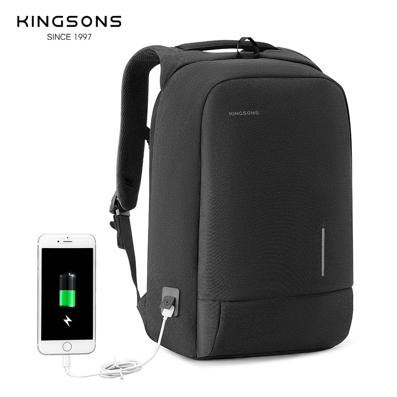 Kingsons Mochila Masculina Moda Multifuncional USB Carregamento Homens 13 15 polegadas Laptop Mochilas Anti-roubo Saco Para Homens