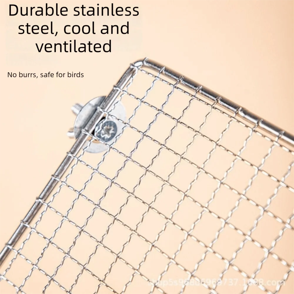 Rust-Resistant Stainless Steel Bird Perch Platform Easy To Clean Chew-Proof Metal Grid Perch Stand Multi-Function Moisture Proof