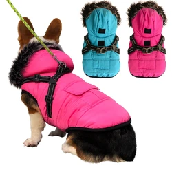 Winter Dog Clothes Warm Dog Jacket With Harness Hoodies Waterproof Pet Coat For Small Dogs Chihuahua Clothing Puppy Costume