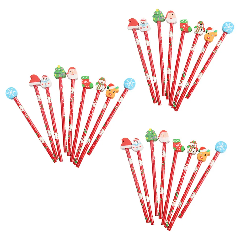 25個入り-クリスマス文具キット-鉛筆-消しゴム付き-環境に安全な学習用品-教室パーティー用
