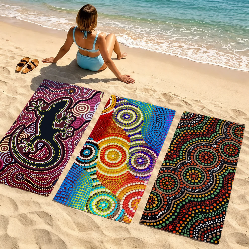 Retro Fashion A-Aboriginal Art Indigenous Towel Soft Beach Towels Trip Swim Pool Bathing Towel Gym Home Decor Gift Holiday