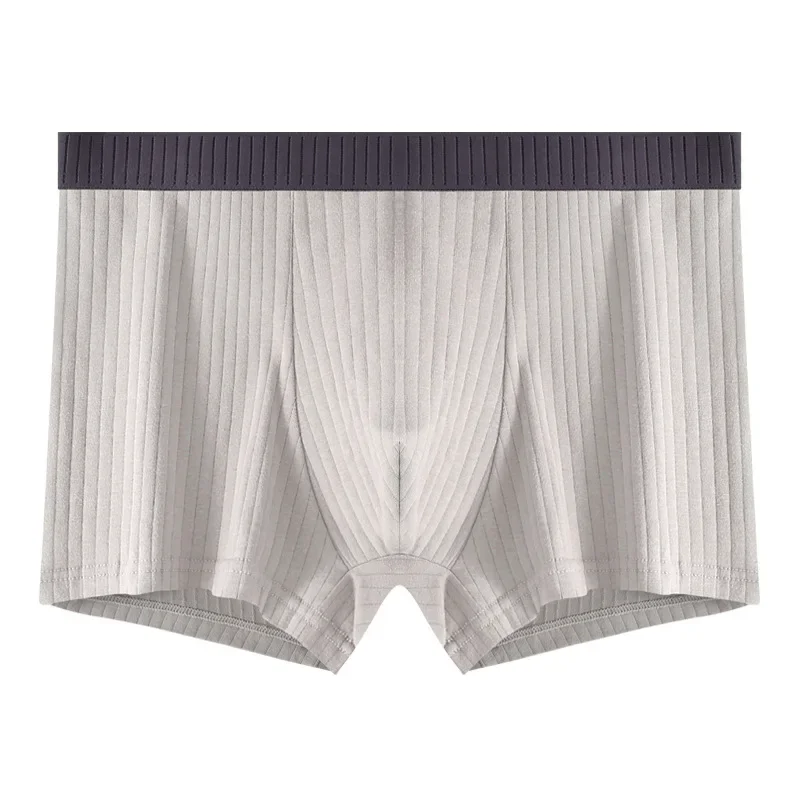 1-Piece Set Of Men's Cotton Solid Color Comfortable Boxer Shorts, Seamless Elastic Underwear, Men's Casual Boxer Shorts