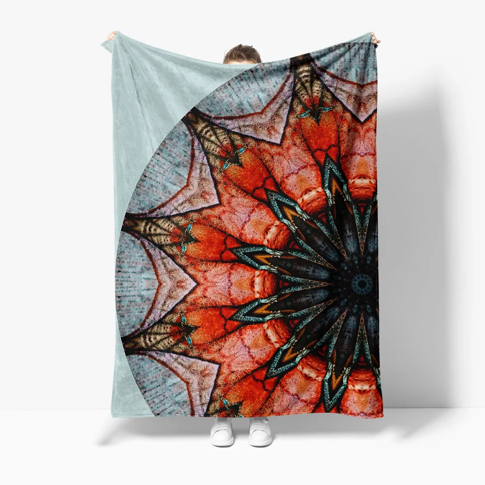 

Одеяло с винтажным принтом и потертостями, текстурированное одеяло с уникальным геометрическим узором, мягкий флисовый плед для украшения дивана-кровати