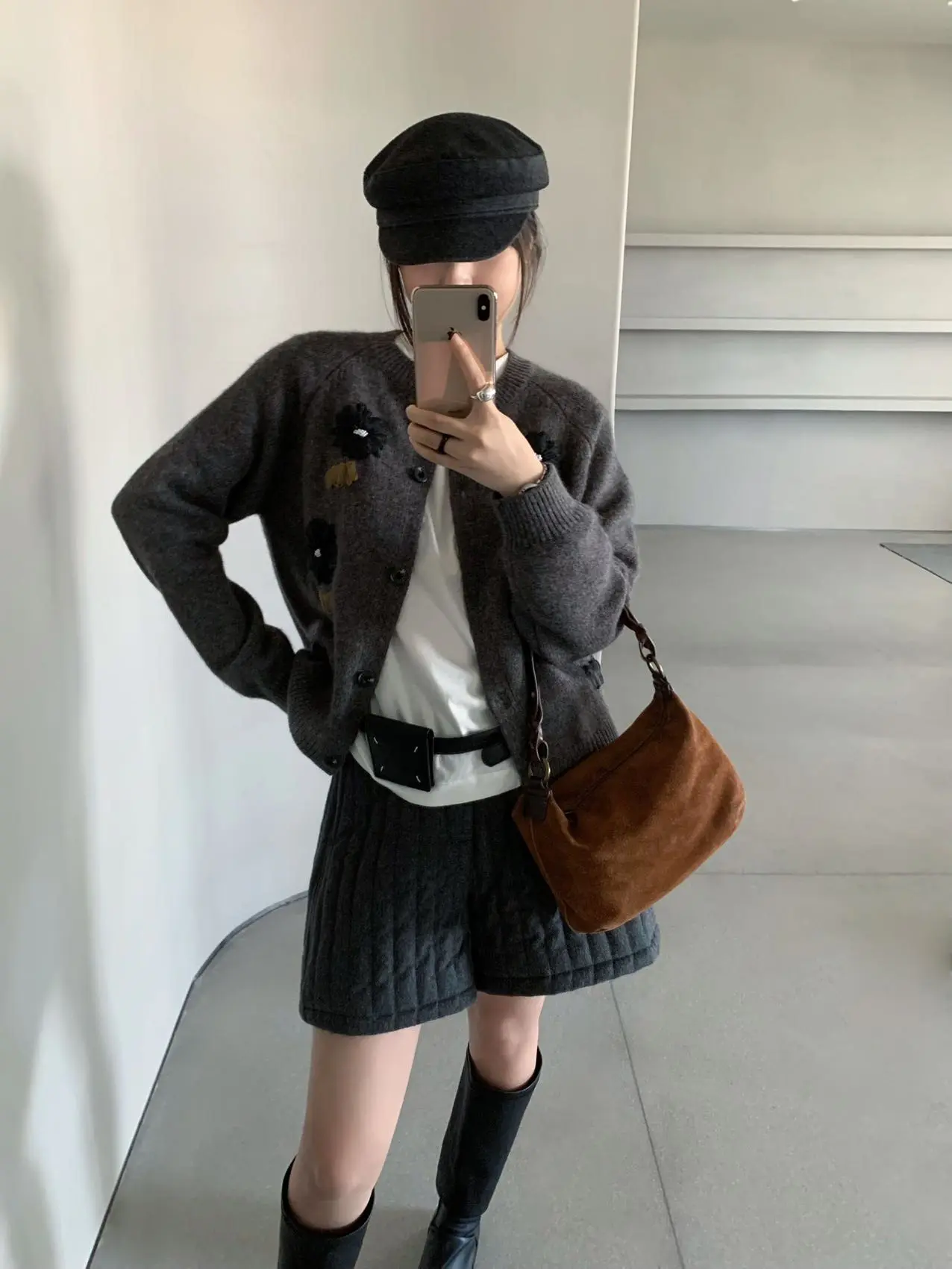 

Knitted Woolen Open Cardigan round Ne Embroidered Flower Versatile Autumn Winter Soft Korean Sle Loose Fit Ladies Sweater