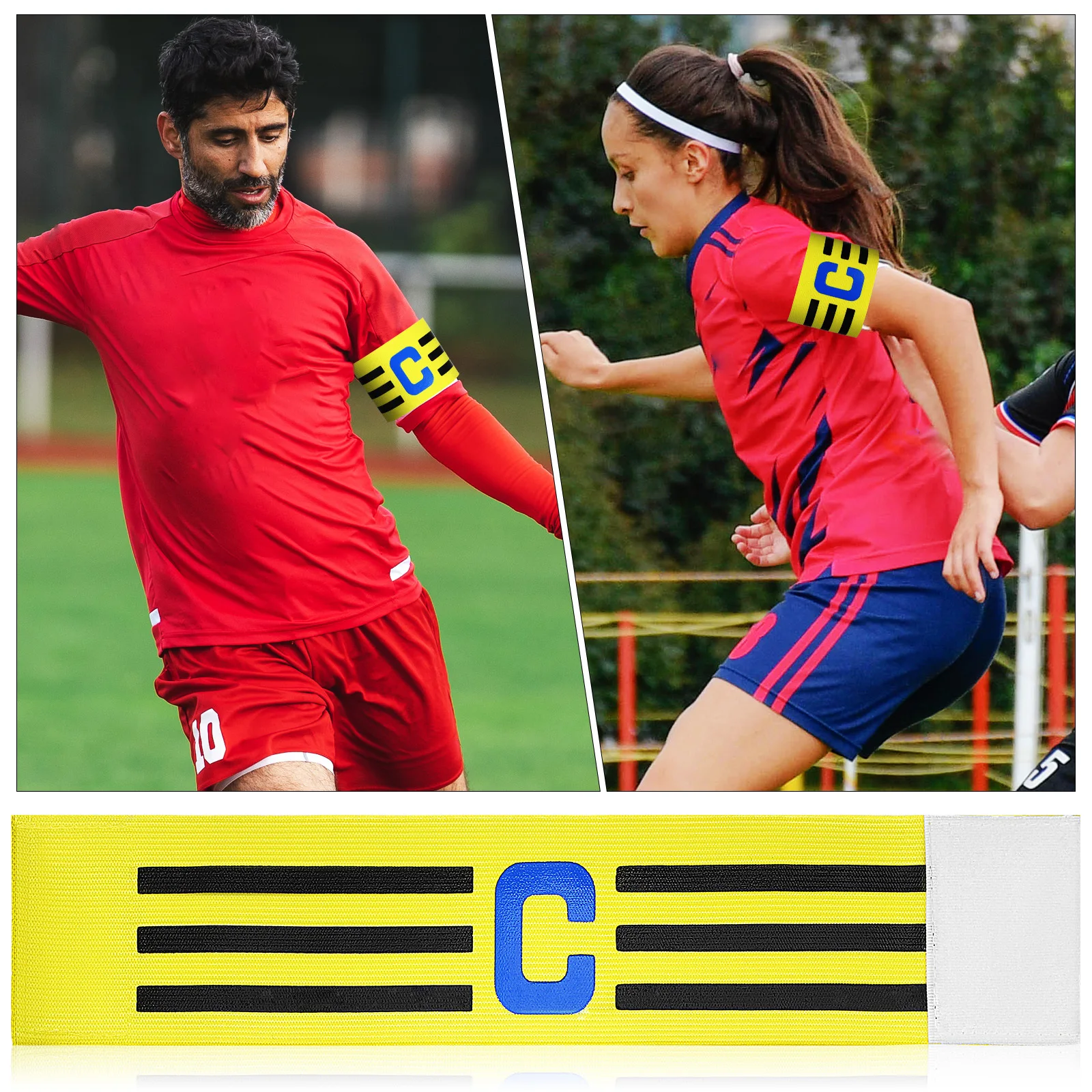 2Pcs Soccer Captain Armbands Lightweight Elastic Band Durable Football Captain Arm Bands Sports Leader Band Youth