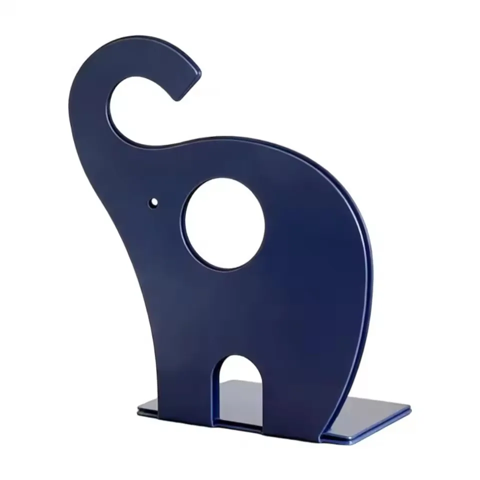 2Pcs/Set Elephant Model Desktop Organizer Cartoon Metal Bookends Book Stand Reading Holder Shelf for Office Supplies